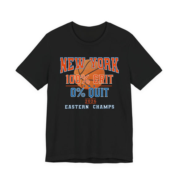 New York Basketball Grit T-Shirt | 2026 Eastern Champs Tee, NY Hoops Fan Orange Blue - Encore2woBlackS