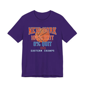 New York Basketball Grit T-Shirt | 2026 Eastern Champs Tee, NY Hoops Fan Orange Blue - Encore2woTeam PurpleS