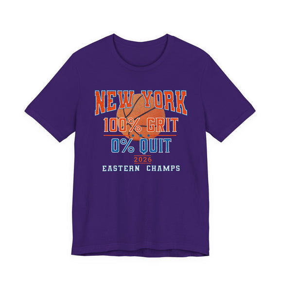 New York Basketball Grit T-Shirt | 2026 Eastern Champs Tee, NY Hoops Fan Orange Blue - Encore2woTeam PurpleS