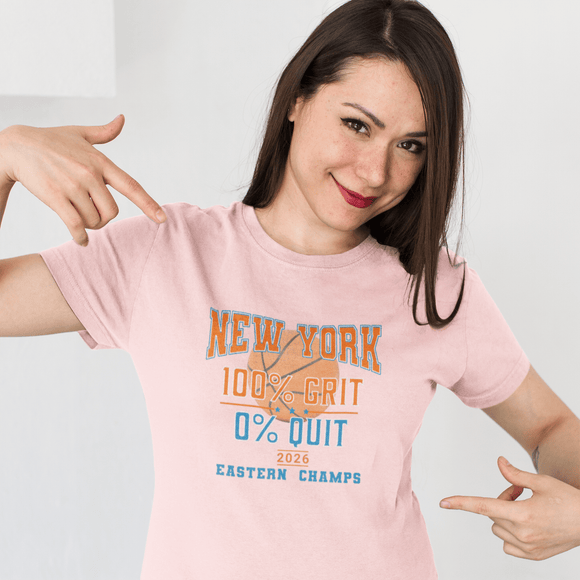 New York Basketball Grit T-Shirt | 2026 Eastern Champs Tee, NY Hoops Fan Orange Blue - Encore2woPinkS