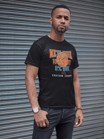 New York Basketball Grit T-Shirt | 2026 Eastern Champs Tee, NY Hoops Fan Orange Blue - Encore2woBlackS