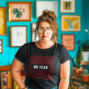 No Fear Graphic Tee — Bold Red Grid Design Faith T-Shirt - Encore2woBlackS