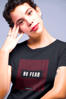 No Fear Graphic Tee — Bold Red Grid Design Faith T-Shirt - Encore2woBlackS