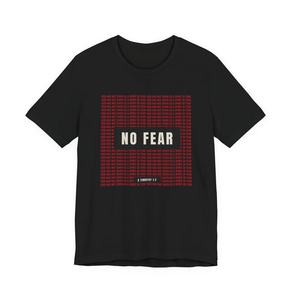 No Fear Graphic Tee — Bold Red Grid Design Faith T-Shirt - Encore2woBlackS