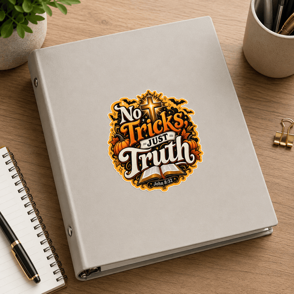 No Tricks, Just Truth Christian Halloween Sticker 3-Pack | John 8:32 - Encore2wo3.5 inches