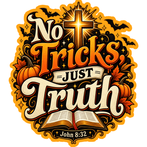 No Tricks, Just Truth Christian Halloween Sticker 3-Pack | John 8:32 - Encore2wo3.5 inches
