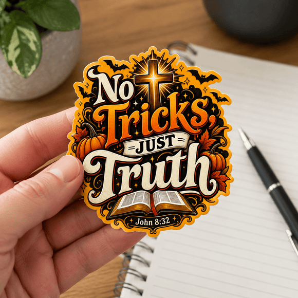No Tricks, Just Truth Christian Halloween Sticker 3-Pack | John 8:32 - Encore2wo3.5 inches