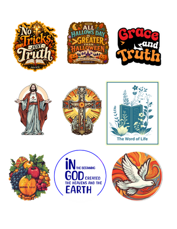October Christian Sticker Set — 2 Glossy Vinyl Sheets - Encore2wo