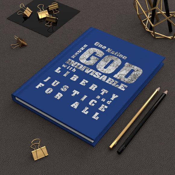 One Nation Under God Blue Hardcover Journal Matte - Encore2woJournal