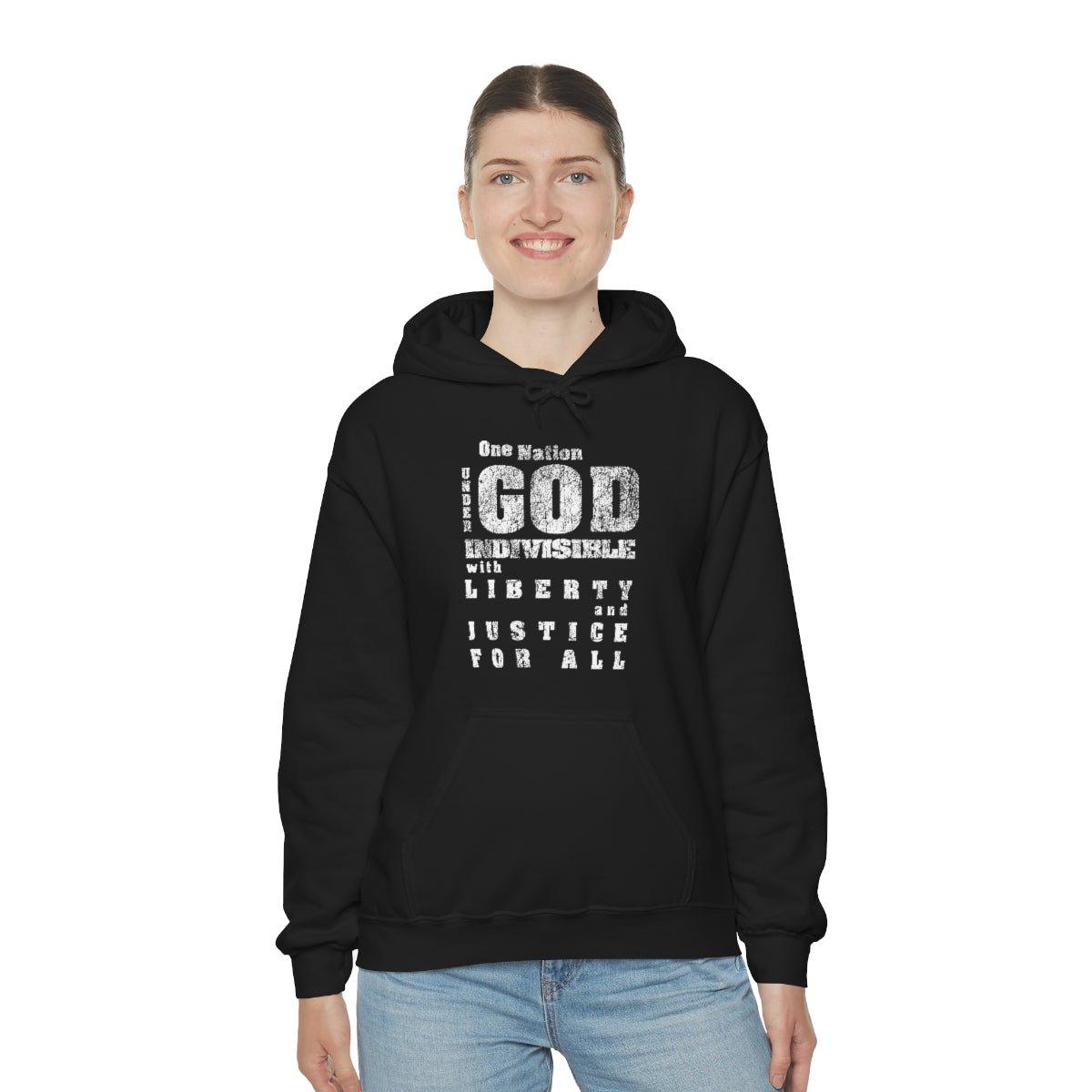 One Nation Under God Pledge of Allegiance Unisex Hoodie Sweatshirt - Encore2woBlackS