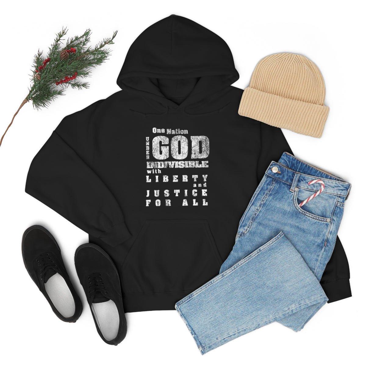 One Nation Under God Pledge of Allegiance Unisex Hoodie Sweatshirt - Encore2woBlackS