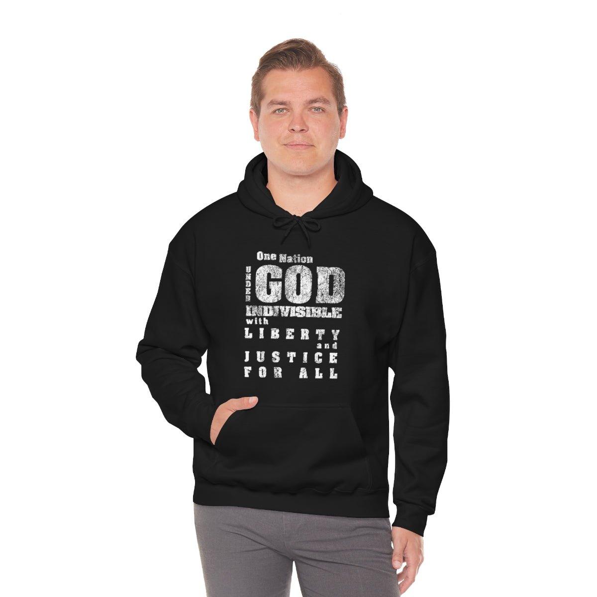 One Nation Under God Pledge of Allegiance Unisex Hoodie Sweatshirt - Encore2woBlackS