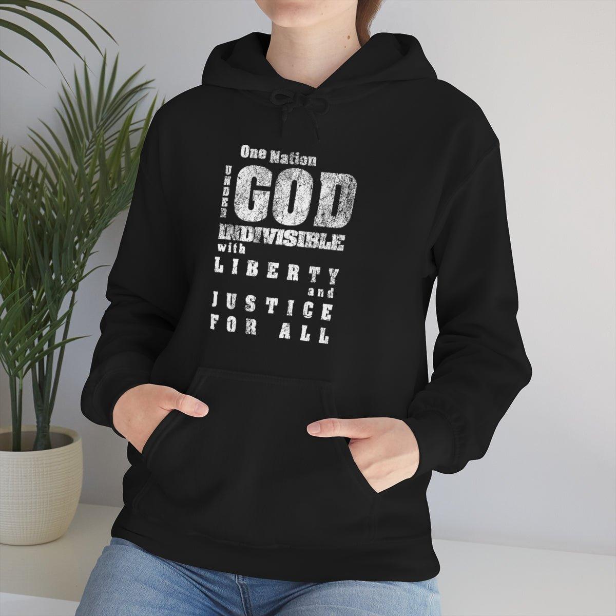 One Nation Under God Pledge of Allegiance Unisex Hoodie Sweatshirt - Encore2woBlackS