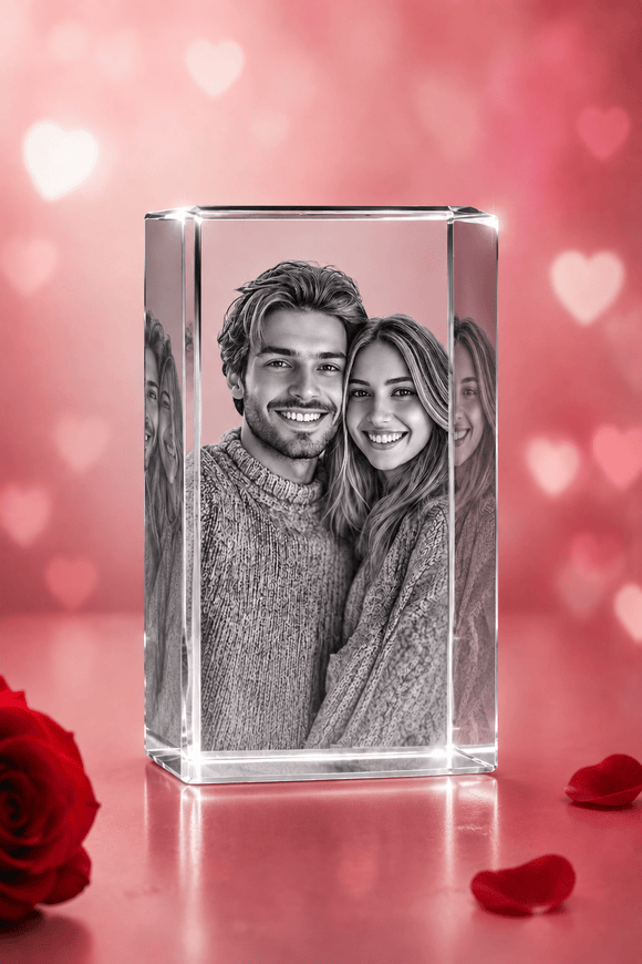 Personalized 3D Photo Engraved Crystal Cube Gift - Encore2woMediumCrystal Only