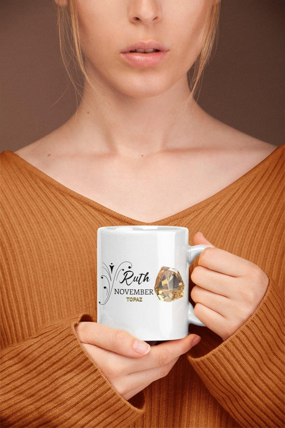 Personalized Birthstone Mug with Name and Month, 11oz - Encore2wo11oz