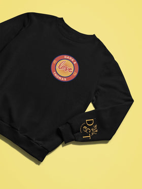 Personalized Custom Couples Name Logo Sweatshirt, Couple Shirt, Initial On Sleeve - Encore2woSDark Heather