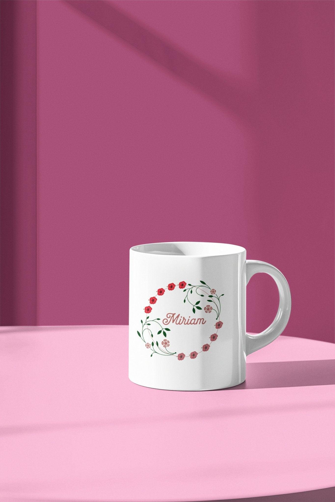 Personalized Floral Name Mug Custom Name - Encore2wo