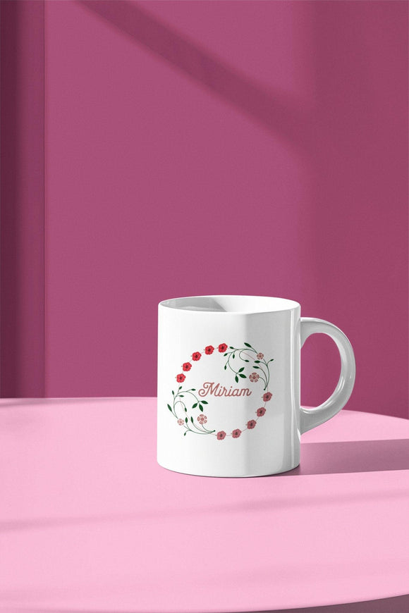 Personalized Floral Name Mug - Customizable 12oz Ceramic - Encore2wo
