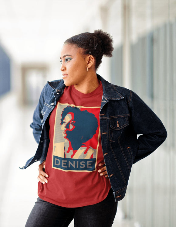 Personalized Hope Poster T-Shirt with Custom Portrait and Caption - Encore2woBlackS