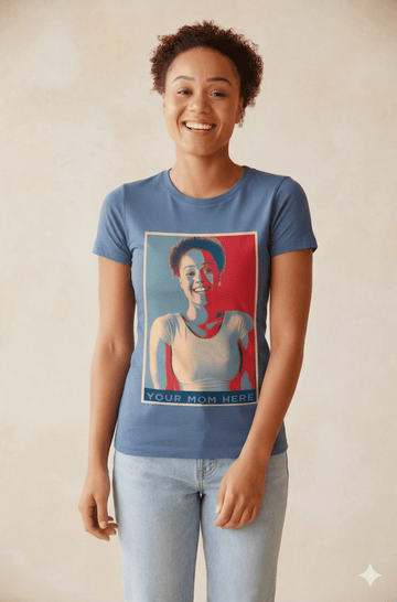 Personalized Mother's Day Hope Poster Graphic Tee Custom Photo Gift Shirt - Encore2woSteel BlueS