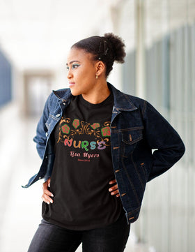 Personalized Nurse T-Shirt Custom Name & Since Year Nurse Appreciation - Encore2woBlackS