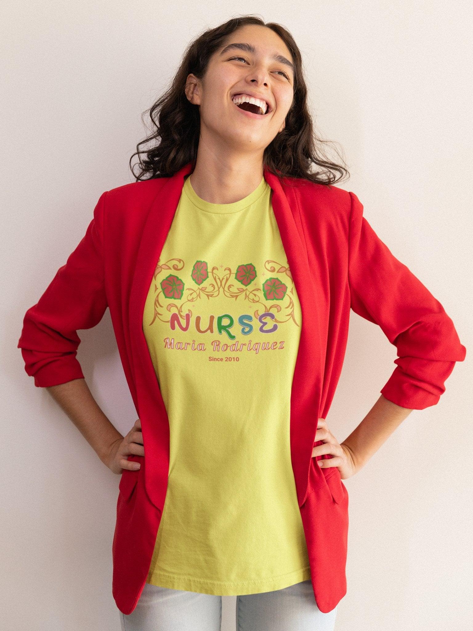 Personalized Nurse T - Shirt Custom Name & Since Year Nurse Appreciation - Encore2woBlackS