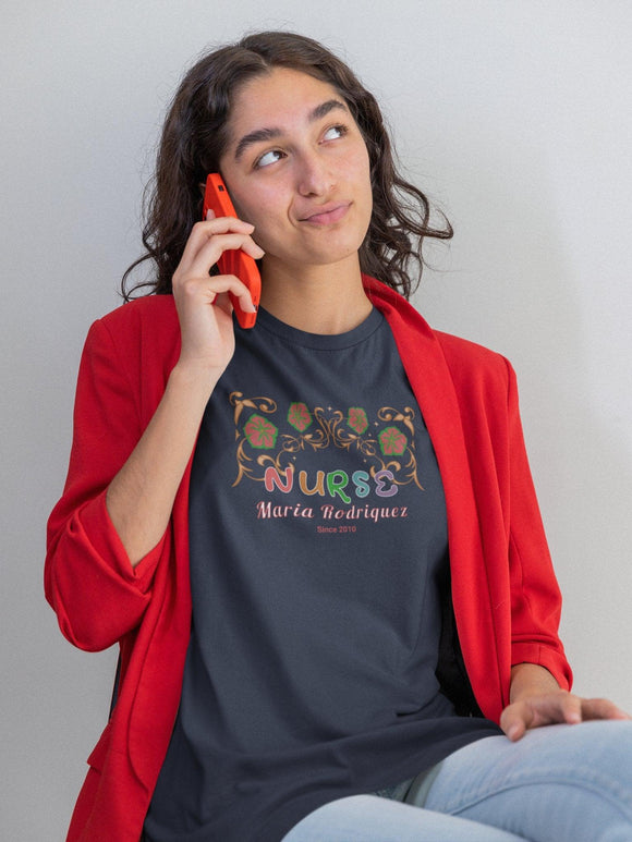 Personalized Nurse T-Shirt Custom Name & Since Year Nurse Appreciation - Encore2woBlackS