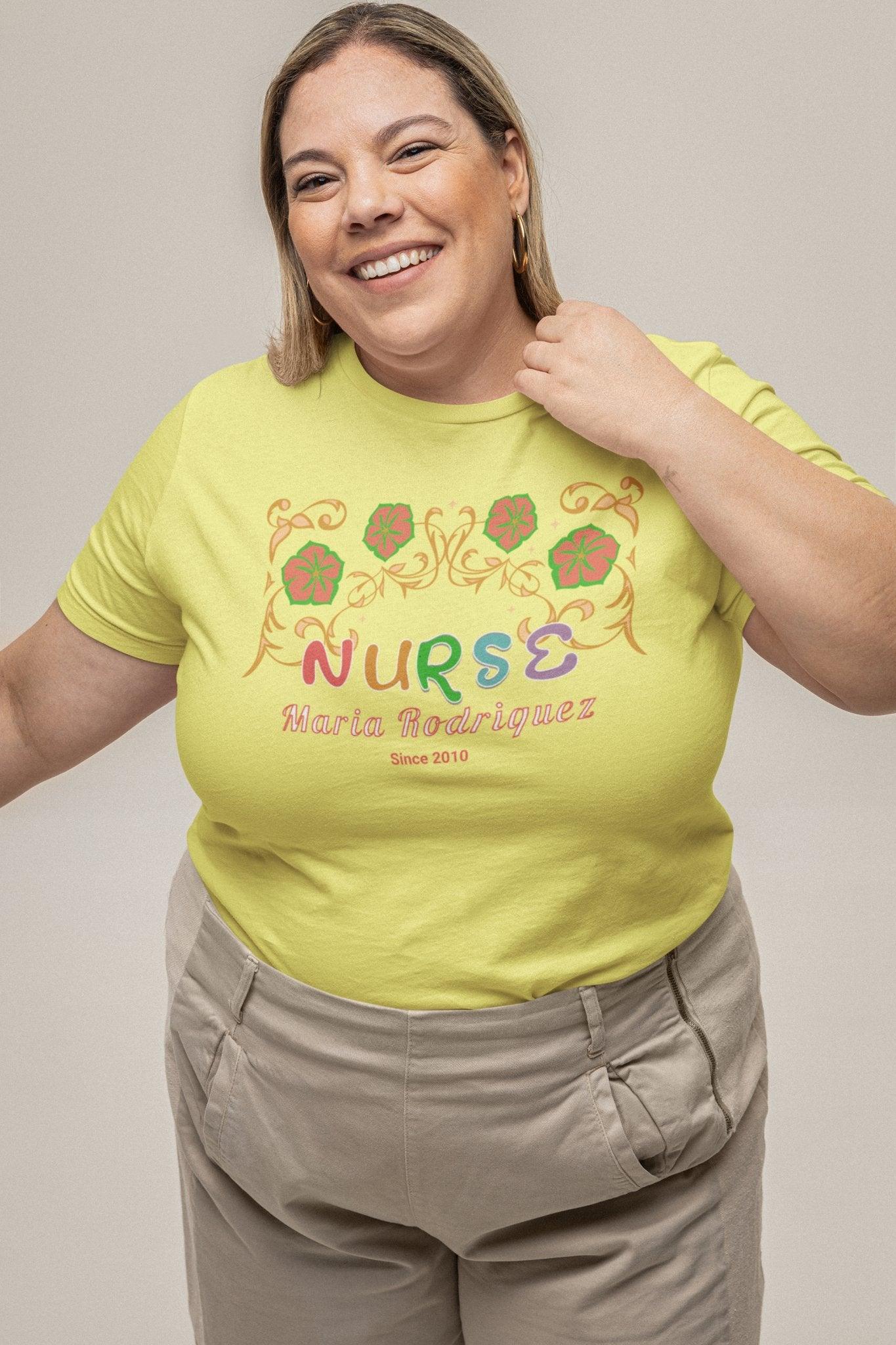 Personalized Nurse T - Shirt Custom Name & Since Year Nurse Appreciation - Encore2woBlackS