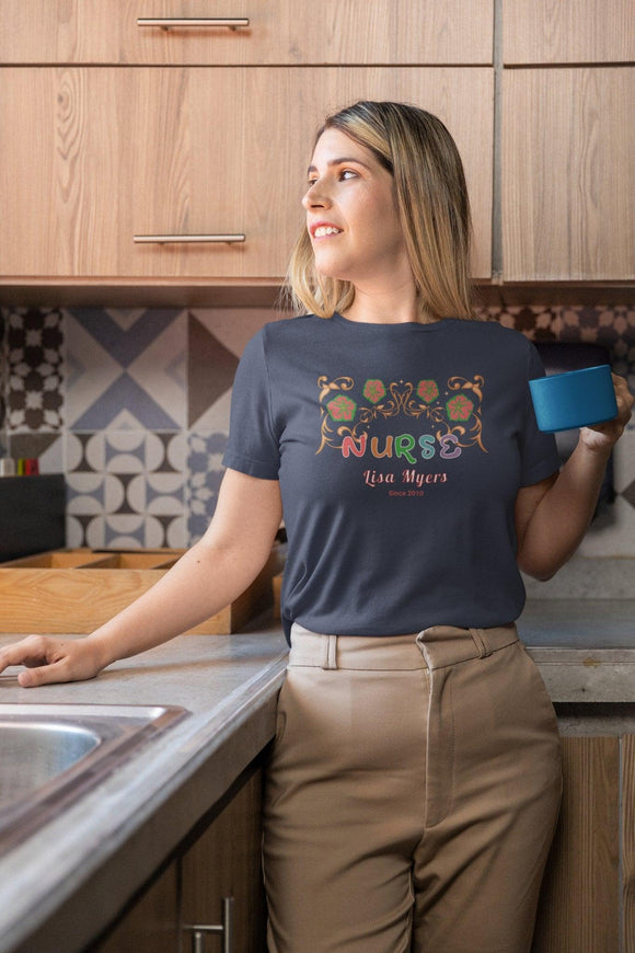 Personalized Nurse T-Shirt | Custom Name & Since Year - Encore2woBlackS