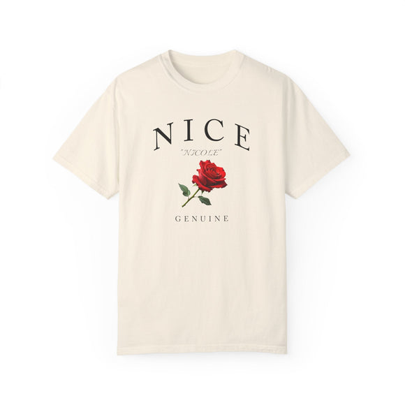 Personalized Red Rose Comfort Colors 1717 Graphic Tee Custom Floral Shirt - Encore2woIvoryS