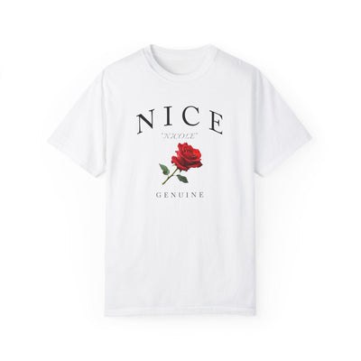 Personalized Red Rose Comfort Colors 1717 Graphic Tee Custom Floral Shirt - Encore2woWhiteS