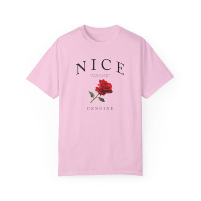 Personalized Red Rose Comfort Colors 1717 Graphic Tee Custom Floral Shirt - Encore2woBlossomS