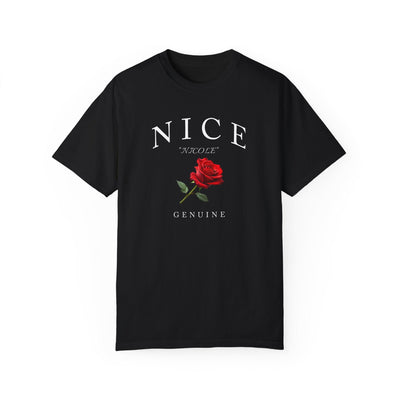 Personalized Red Rose Comfort Colors 1717 Graphic Tee Custom Floral Shirt - Encore2woBlackS