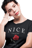 Personalized Red Rose Comfort Colors 1717 Graphic Tee Custom Floral Shirt - Encore2woBlackS