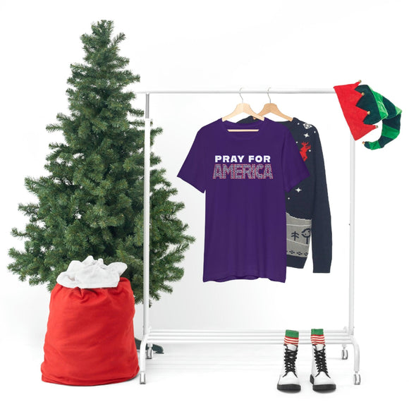 Pray for America T-Shirt with 2 Chronicles 7:14 - Encore2woTeam PurpleS