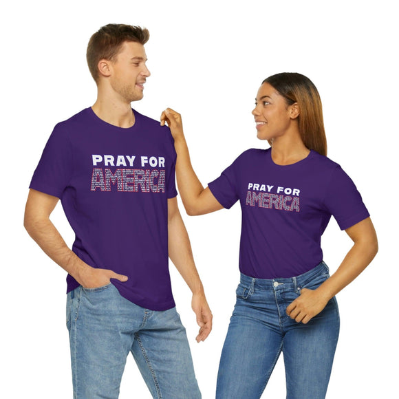 Pray for America T-Shirt with 2 Chronicles 7:14 - Encore2woTeam PurpleS