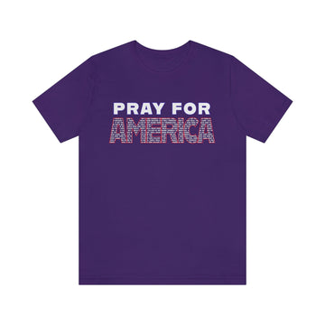 Pray for America T-Shirt with 2 Chronicles 7:14 - Encore2woTeam PurpleS