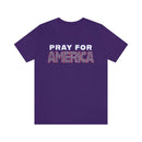Pray For America with 2 Chronicles 7:14 Inscribed Unisex Short Sleeve Tee - Encore2woTeam PurpleS
