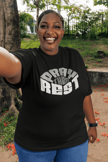 Pray Then Rest Christian Graphic Tee Inspirational Faith Shirt - Encore2woBlackS