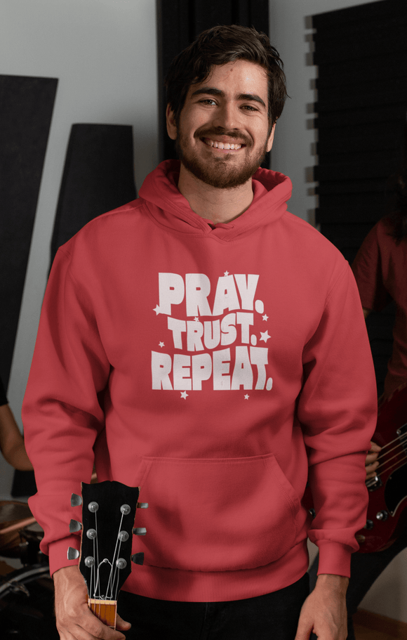 Pray Trust Repeat Unisex Christian Hoodie Faith Sweatshirt - Encore2woRedS