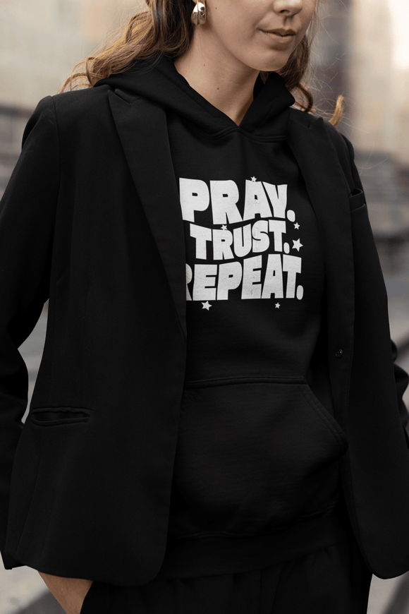 Pray Trust Repeat Unisex Christian Hoodie Faith Sweatshirt - Encore2woRedS