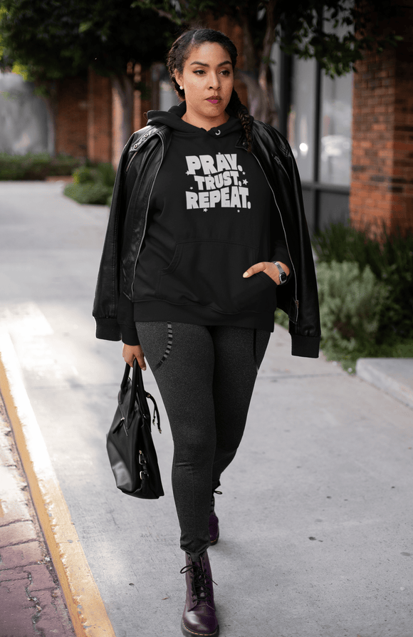 Pray Trust Repeat Unisex Christian Hoodie Faith Sweatshirt - Encore2woRedS