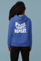 Pray Trust Repeat Zip Hoodie Back Print Christian Sweatshirt - Encore2woSTrue Royal