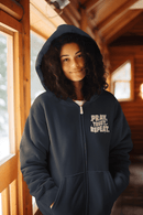 Pray Trust Repeat Zip Hoodie Front and Back Print Christian Sweatshirt - Encore2woSNavy