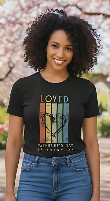 Loved Retro Heart Graphic Tee Valentines Day Is Everyday Shirt