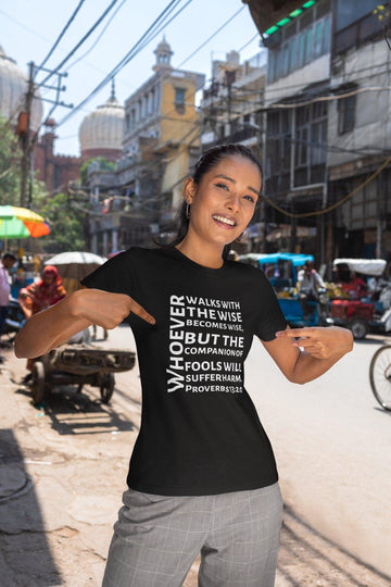 Proverbs 13:20 Inspirational Unisex T-Shirt - Encore2woBlackS
