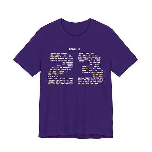 Psalm 23 Bible Verse Graphic Tee The Lord Is My Shepherd Shirt - Encore2woTeam PurpleS