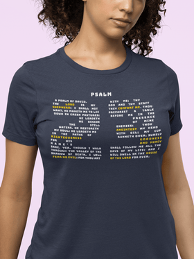 Psalm 23 Bible Verse Graphic Tee The Lord Is My Shepherd Shirt - Encore2woNavyS