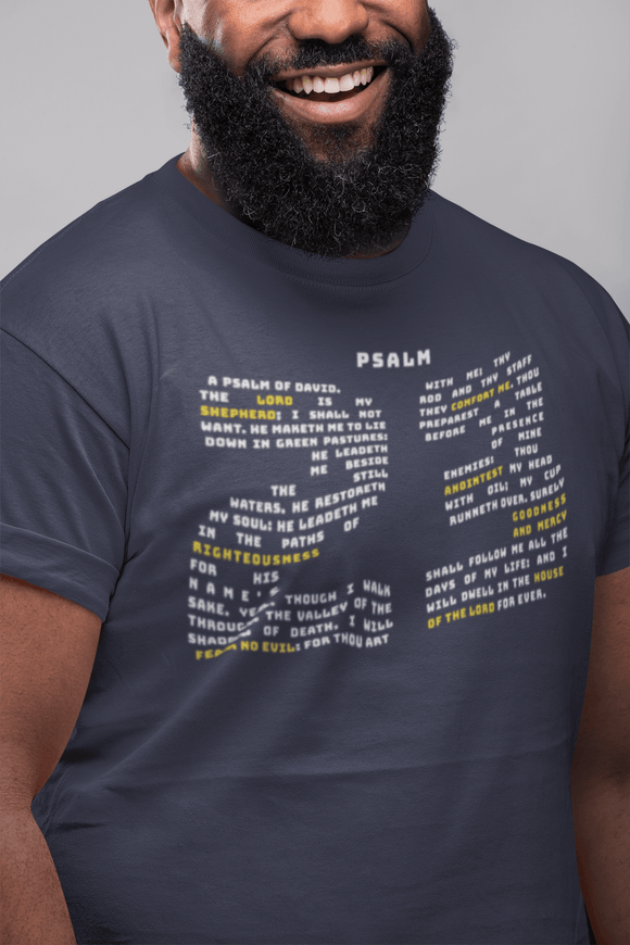 Psalm 23 Bible Verse Graphic Tee The Lord Is My Shepherd Shirt - Encore2woTeam PurpleS