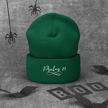 Psalm 23 Embroidered White Cuffed Beanie - Encore2woSpruce